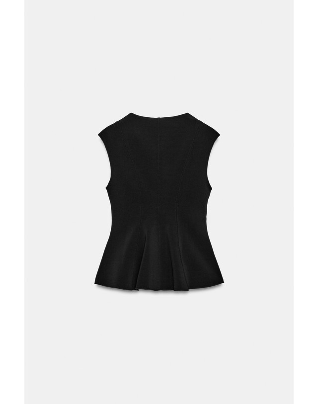 자라 자라 페플럼 스티치 민소매 베스트 5584/652/800 BLACK 블랙 착용컷