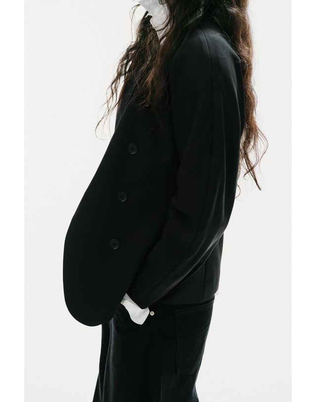 자라 자라 볼륨 라운드넥 블레이저 5063/710/800 BLACK 블랙 착용컷