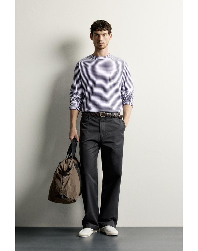자라 자라 스트레이트 워시드 코튼 치노 팬츠 1437/460/807 ANTHRACITE GREY 그레이 착용컷