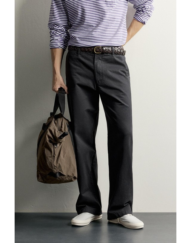 자라 자라 스트레이트 워시드 코튼 치노 팬츠 1437/460/807 ANTHRACITE GREY 그레이 착용컷