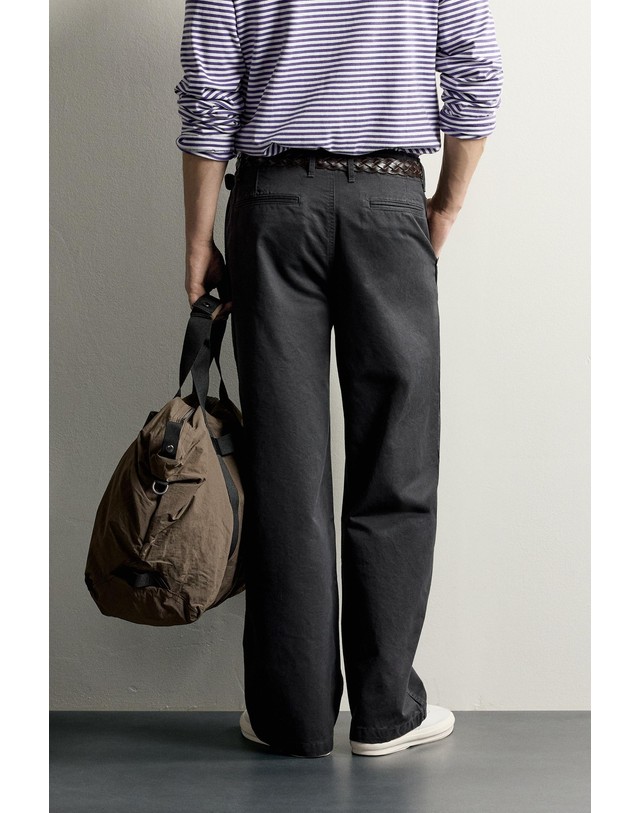 자라 자라 스트레이트 워시드 코튼 치노 팬츠 1437/460/807 ANTHRACITE GREY 그레이 착용컷