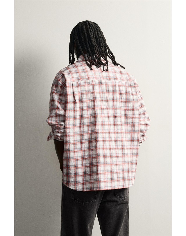 자라 자라 체크 릴렉스핏 긴팔 셔츠 6103/352/076 RED/NAVY 멀티컬러 착용컷