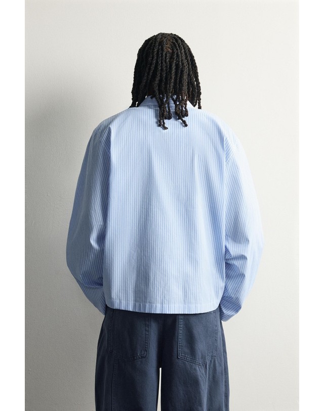 자라 자라 스트라이프 텍스트 긴팔 셔츠 6085/308/104 STRIPED 블루 착용컷