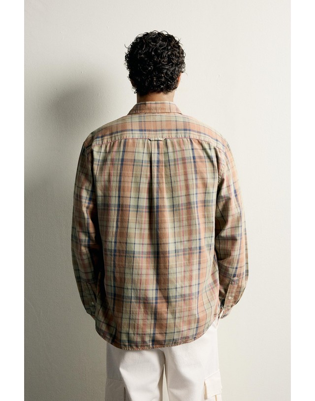 자라 자라 체크 레귤러핏 긴팔 코튼 셔츠 1063/447/445 BLUE / GREEN 멀티컬러 착용컷