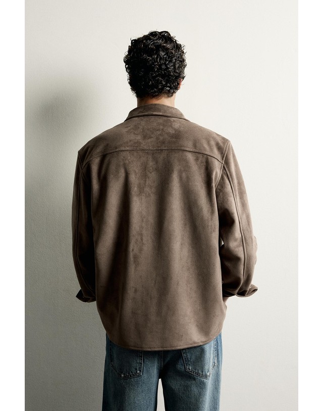 자라 자라 페이크 스웨이드 오버셔츠 4302/505/700 BROWN 브라운 착용컷