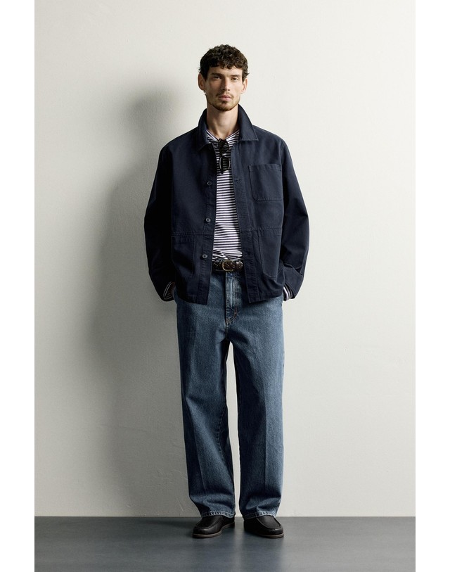 자라 자라 레귤러핏 포켓 코튼 오버셔츠 1437/201/401 NAVY BLUE 네이비 착용컷