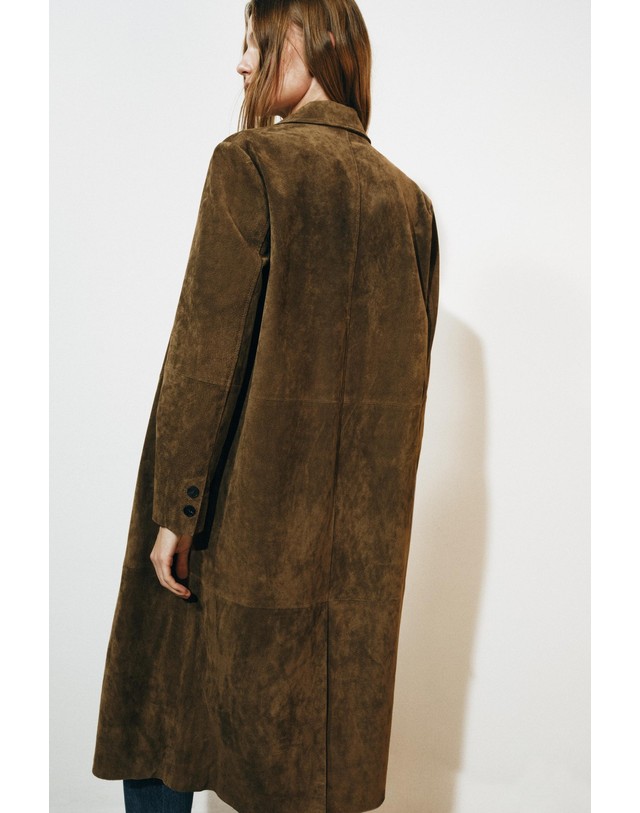 자라 자라 100% 레더 롱 코트 2969/065/515 OLIVE GREEN 카키 착용컷