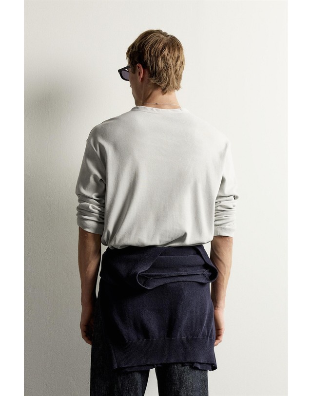 자라 자라 릴렉스핏 헨리넥 긴팔 티셔츠 5584/398/804 PEARL GREY 그레이 착용컷