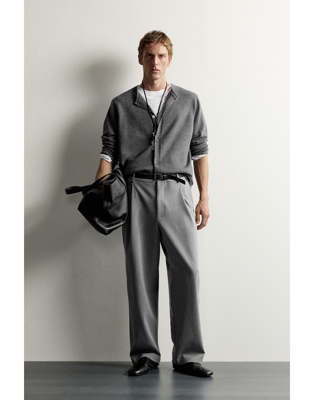 자라 자라 릴렉스핏 플리츠 와이드 팬츠 8281/740/803 GREY MARL 그레이 착용컷