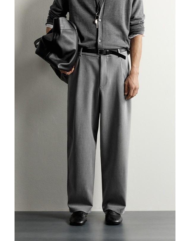 자라 자라 릴렉스핏 플리츠 와이드 팬츠 8281/740/803 GREY MARL 그레이 착용컷