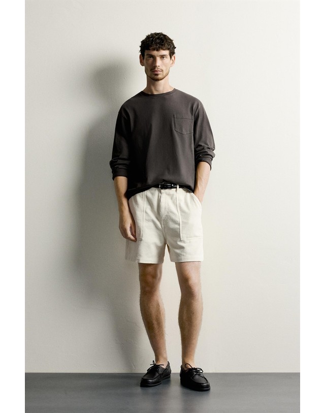 자라 자라 레귤러핏 라운드넥 긴팔 티셔츠 1887/424/807 ANTHRACITE GREY 그레이 착용컷
