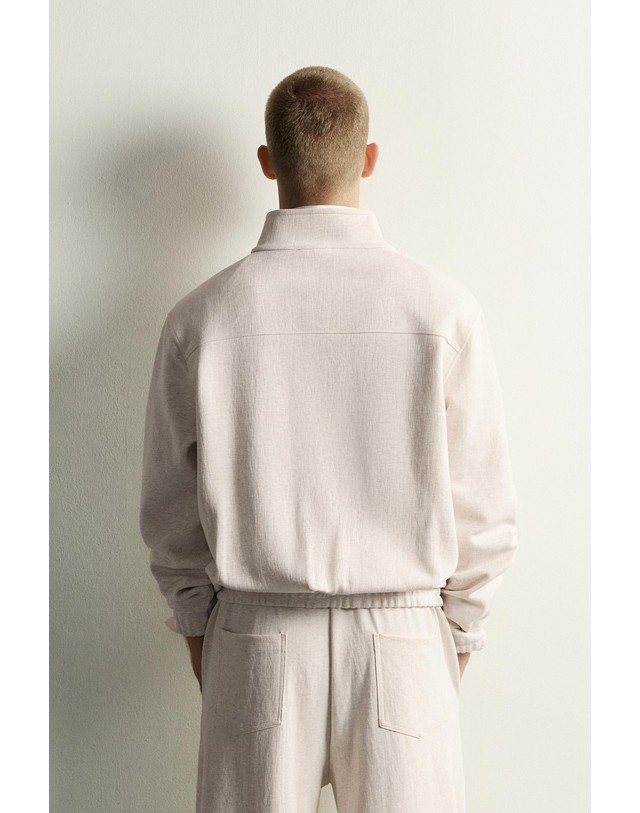 자라 자라 릴렉스핏 하이넥 집업 자켓 8054/305/803 GREY MARL 크림 착용컷