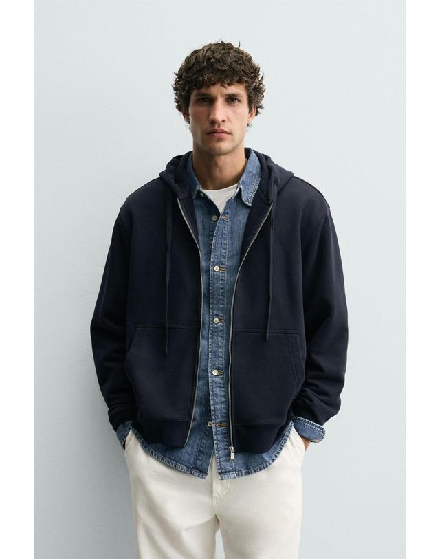 자라 자라 베이직 네이비 테크니컬 후드 집업 4092/360/401 NAVY BLUE 착용컷