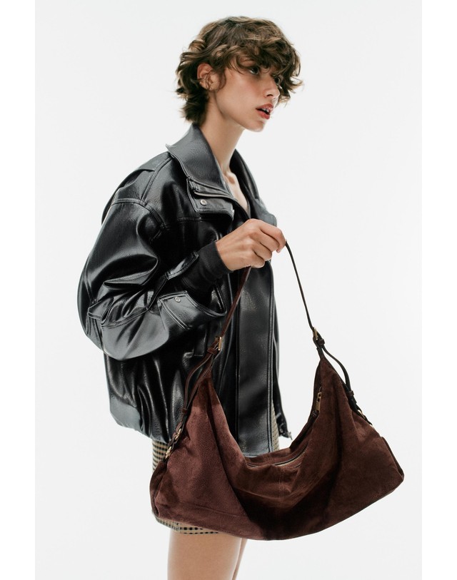 자라 자라 레더 아일렛 집업 토트백 6303/710/700 BROWN 레드 착용컷