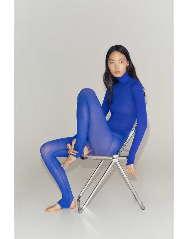 자라 자라 하이넥 긴팔 탑 1223/469/420 BLUISH 블루 착용컷