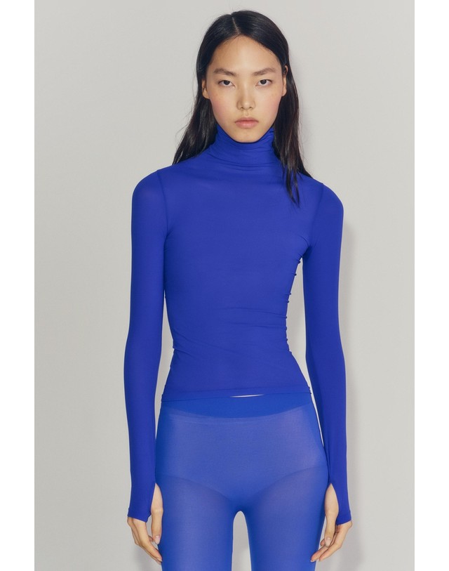 자라 자라 하이넥 긴팔 탑 1223/469/420 BLUISH 블루 착용컷