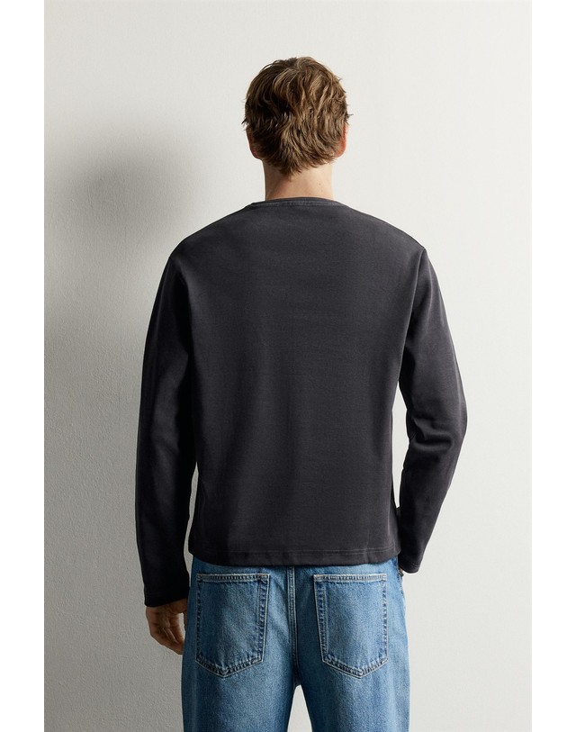 자라 자라 골지 헨리넥 긴팔 티셔츠 5584/308/422 DARK NAVY 네이비 착용컷