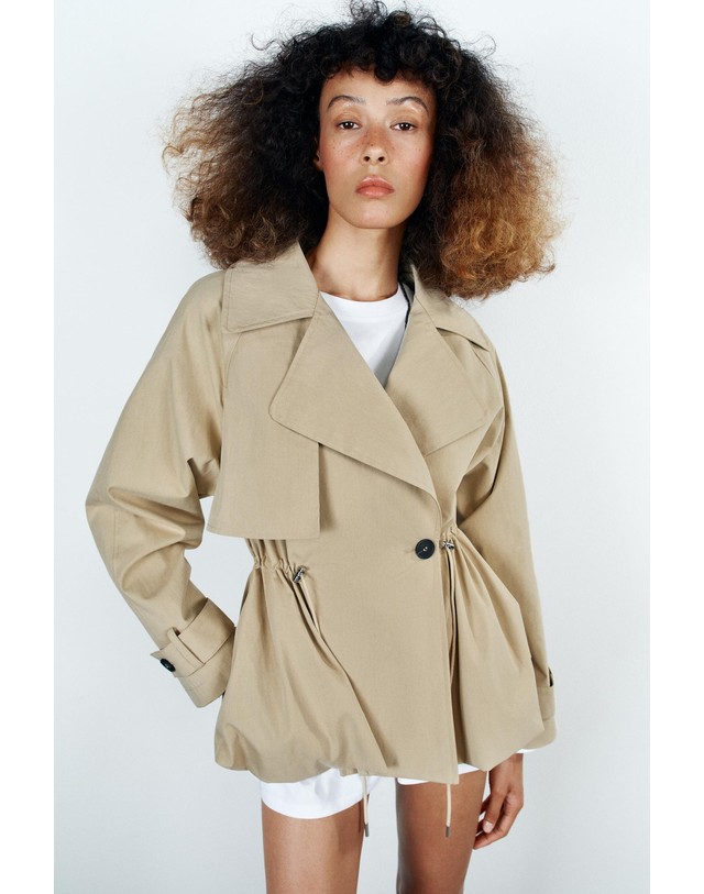 자라 자라 드로스트링 트렌치 자켓 6318/011/075 ECRU / BEIGE 베이지 착용컷