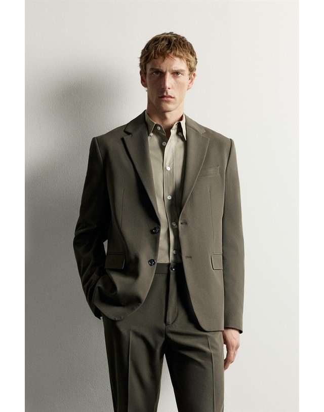 자라 자라 슬림핏 컴포트 수트 블레이저 4456/999/529 DARK GREEN 그린 착용컷