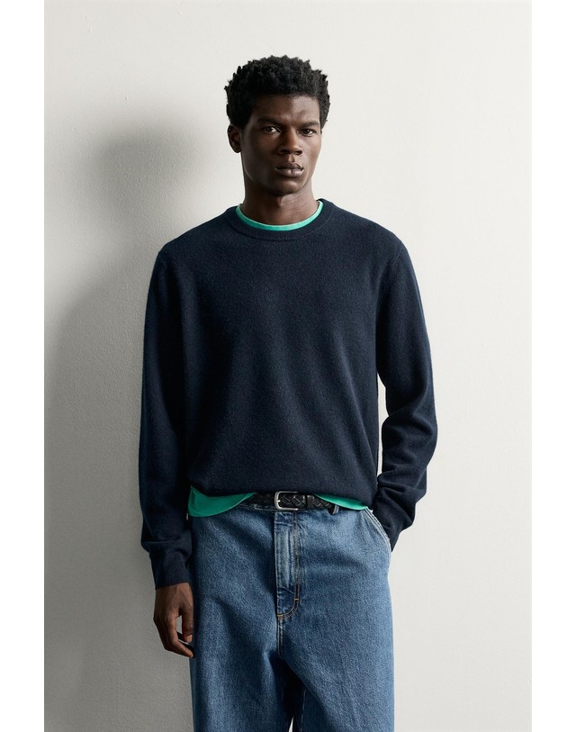자라 자라 릴렉스핏 울 혼방 니트 스웨터 2893/370/422 DARK NAVY 네이비 착용컷