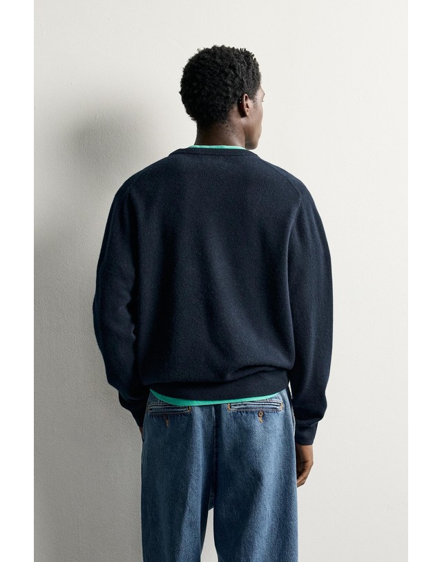 자라 자라 릴렉스핏 울 혼방 니트 스웨터 2893/370/422 DARK NAVY 네이비 착용컷