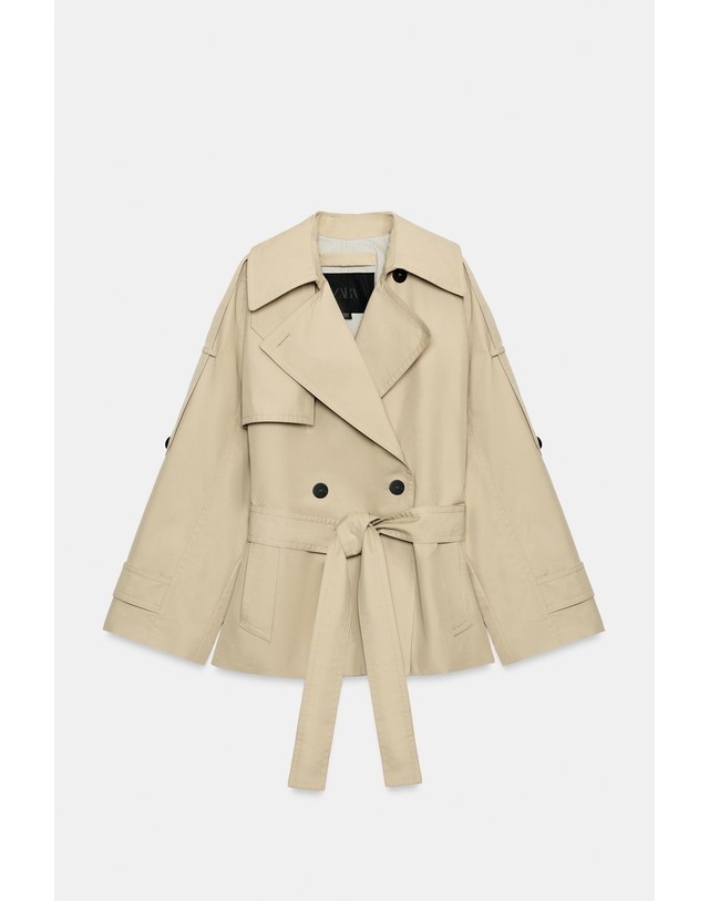 자라 자라 발수 테크니컬 숏 트렌치코트 0518/240/721 LIGHT BEIGE 베이지 착용컷