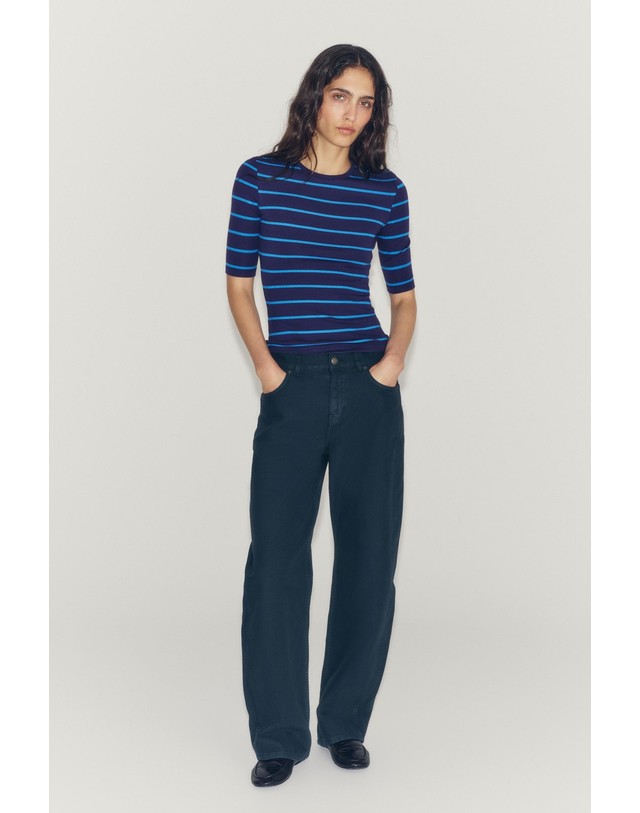 자라 자라 스트라이프 7부 소매 티셔츠 4424/711/104 STRIPED 멀티컬러 착용컷