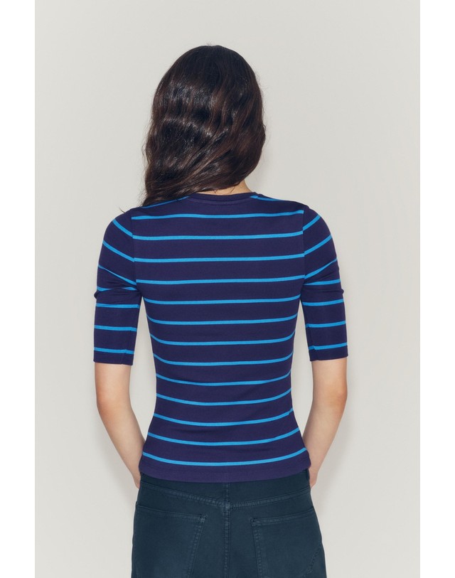 자라 자라 스트라이프 7부 소매 티셔츠 4424/711/104 STRIPED 멀티컬러 착용컷