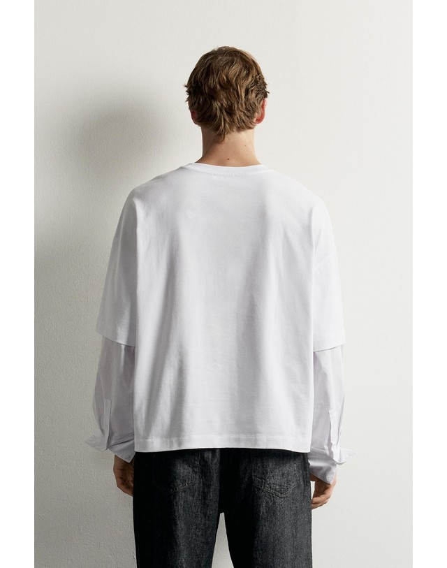 자라 자라 릴렉스핏 레이어드 긴팔 티셔츠 5644/335/250 WHITE 화이트 착용컷
