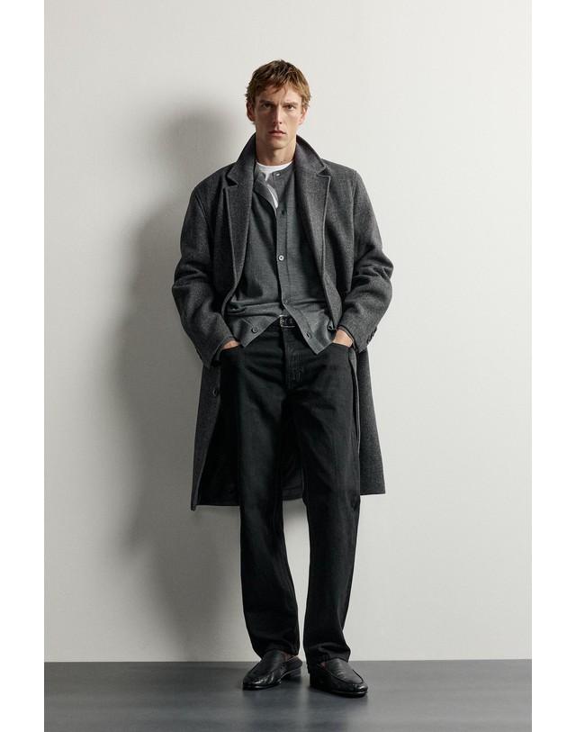 자라 자라 울 혼방 헤링본 싱글 코트 8281/615/922 DARK GREY 그레이 착용컷