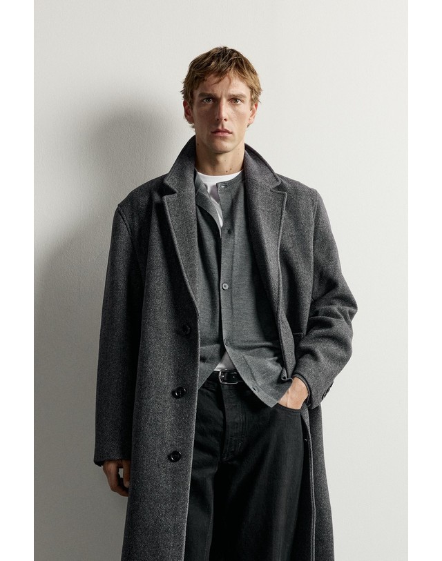 자라 자라 울 혼방 헤링본 싱글 코트 8281/615/922 DARK GREY 그레이 착용컷