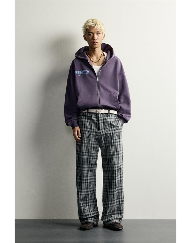 자라 자라 프린트 릴렉스핏 후드 집업 0761/307/611 PURPLE 퍼플 착용컷