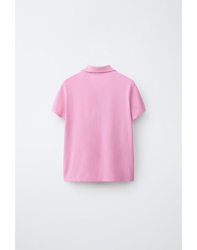 자라 자라 0FR. PARIS X ZARA 레귤러핏 자수 반팔 폴로 티셔츠 0085/142/620 PINK 핑크 착용컷
