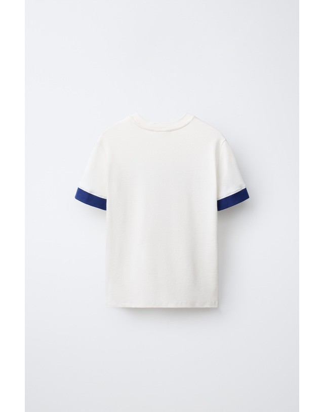 자라 자라 0FR. PARIS X ZARA 슬로건 라운드넥 반팔 티셔츠 0085/141/251 OYSTER-WHITE 아이보리 착용컷