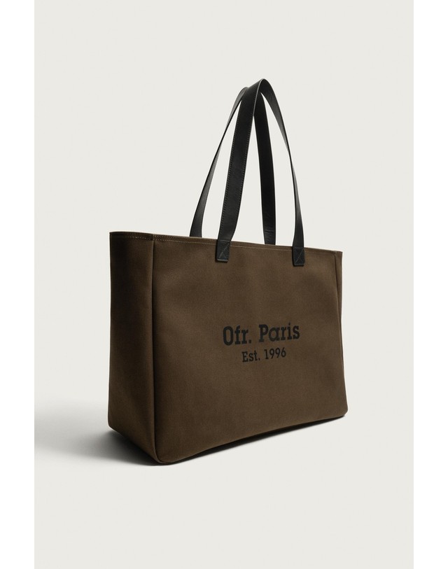 자라 자라 0FR. PARIS X ZARA 레더 스트랩 캔버스 토트백 3314/820/700 BROWN 카키 착용컷