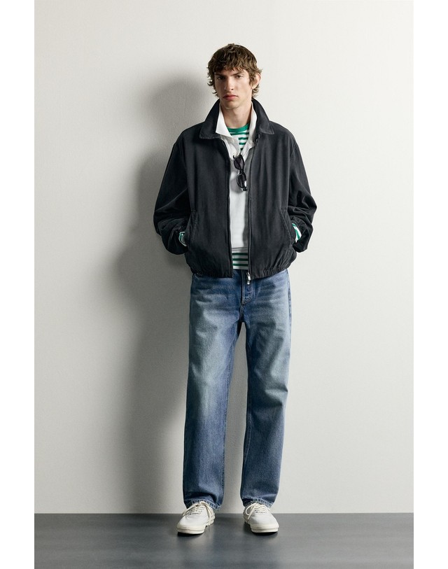 자라 자라 0FR. PARIS X ZARA 워시드 코튼 페이디드 이펙트 집업 자켓 1063/100/922 DARK GREY 그레이 착용컷
