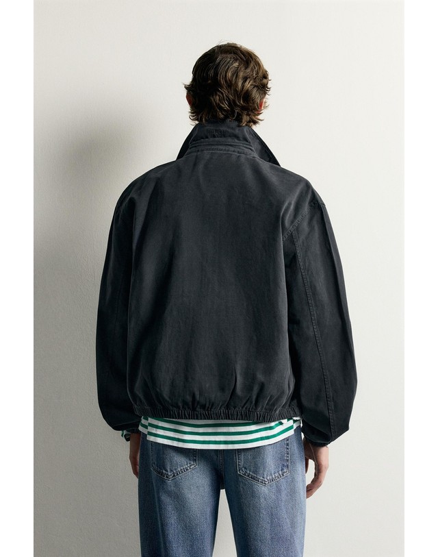 자라 자라 0FR. PARIS X ZARA 워시드 코튼 페이디드 이펙트 집업 자켓 1063/100/922 DARK GREY 그레이 착용컷
