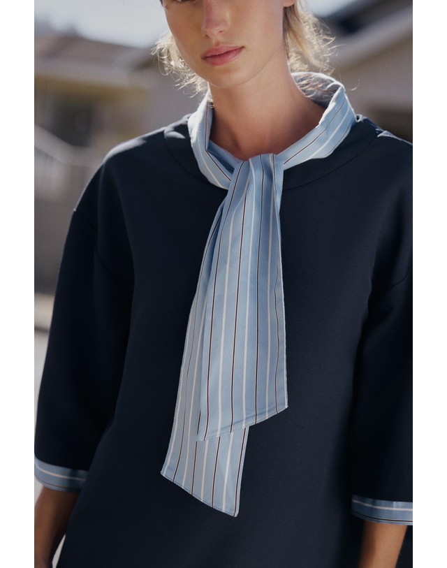 자라 자라 리본넥 반팔 미니 원피스 5029/207/401 NAVY BLUE 네이비 착용컷