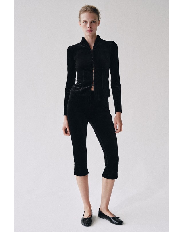 자라 자라 슬림핏 벨벳 퍼프 소매 자켓 5070/491/800 BLACK 블랙 착용컷