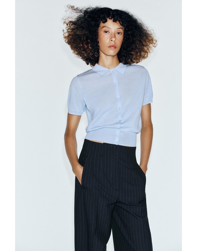 자라 자라 배럴핏 핀스트라이프 팬츠 1478/301/104 STRIPED 네이비 착용컷