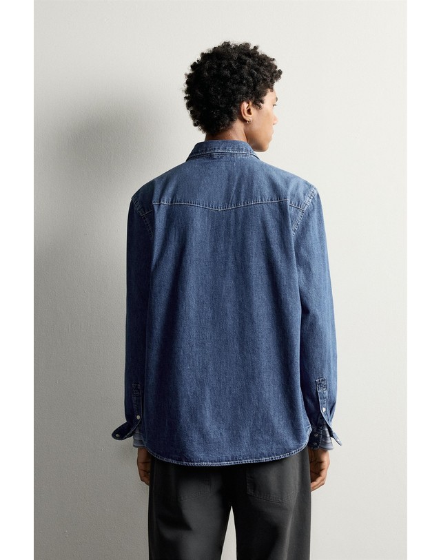 자라 자라 레귤러핏 웨스턴 데님 긴팔 셔츠 6987/370/427 MID-BLUE 블루 착용컷