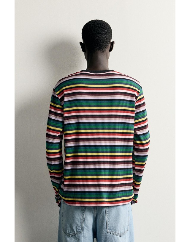 자라 자라 스트라이프 라운드넥 긴팔 티셔츠 5584/306/104 STRIPED 멀티컬러 착용컷
