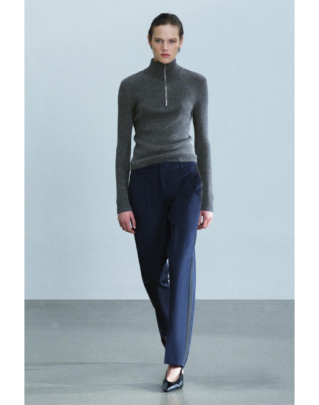 자라 자라 사이드 테이핑 슬랙스 팬츠 5247/248/401 NAVY BLUE 네이비 착용컷