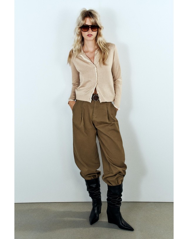 자라 자라 레이스 트림 칼라 버튼 가디건 3920/634/710 BEIGE 베이지 착용컷