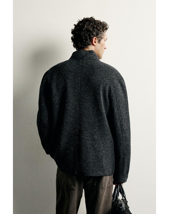 자라 자라 울 혼방 릴렉스핏 포켓 블레이저 9621/001/803 GREY MARL 그레이 착용컷