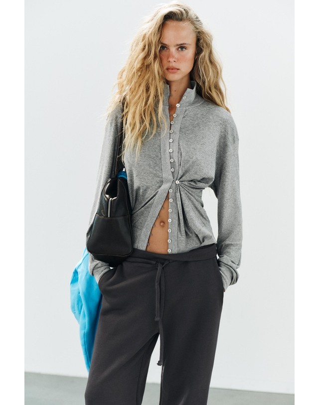 자라 자라 드로스트링 와이드 니트 팬츠 3199/801/807 ANTHRACITE GREY 그레이 착용컷