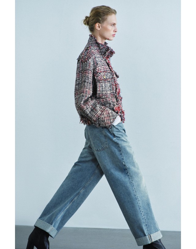 자라 자라 프레이드 플랩 포켓 봄버 자켓 7077/834/401 NAVY BLUE 멀티컬러 착용컷