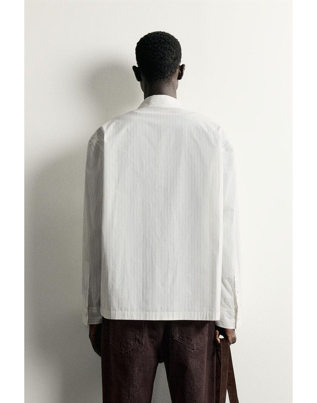 자라 자라 스트라이프 코튼 오버셔츠 4674/619/250 WHITE 화이트 착용컷