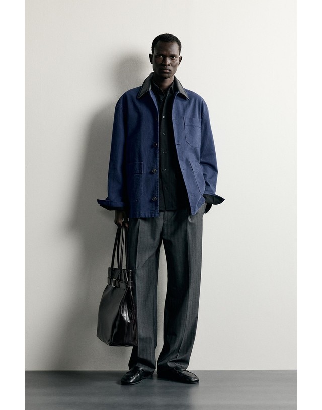 자라 자라 배색 칼라 릴렉스핏 오버셔츠 8281/183/200 BLUE / INDIGO 네이비 착용컷