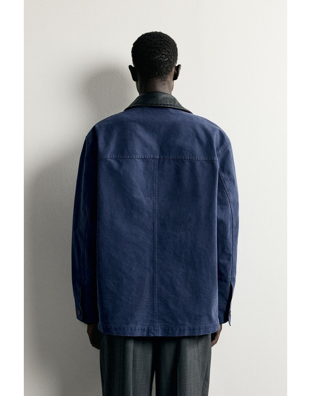 자라 자라 배색 칼라 릴렉스핏 오버셔츠 8281/183/200 BLUE / INDIGO 네이비 착용컷